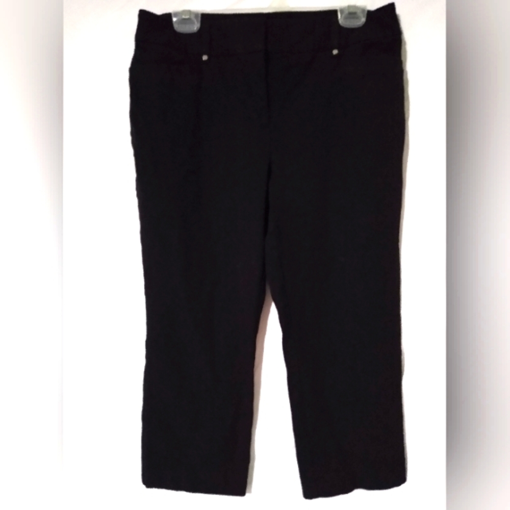 Cropped Pants Dress Casual Flexible Fit Women's Black Sz 12